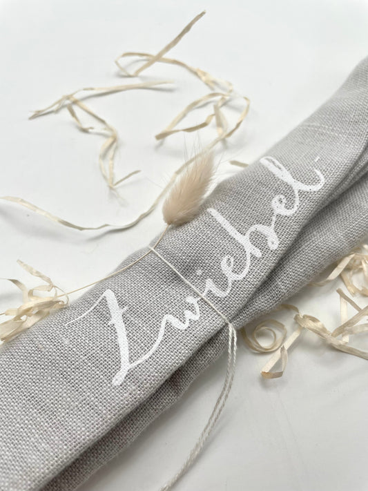 Eulenschnitt Zwiebelsäckchen aus Leinen