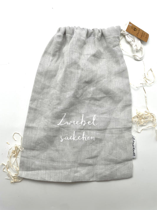 Eulenschnitt Zwiebelsäckchen aus Leinen