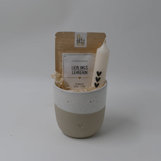 Geschenkkorb Lieblingslehrerin im Steinbecher