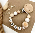 Schnullerkette Holzherz – mit Wunschnamen