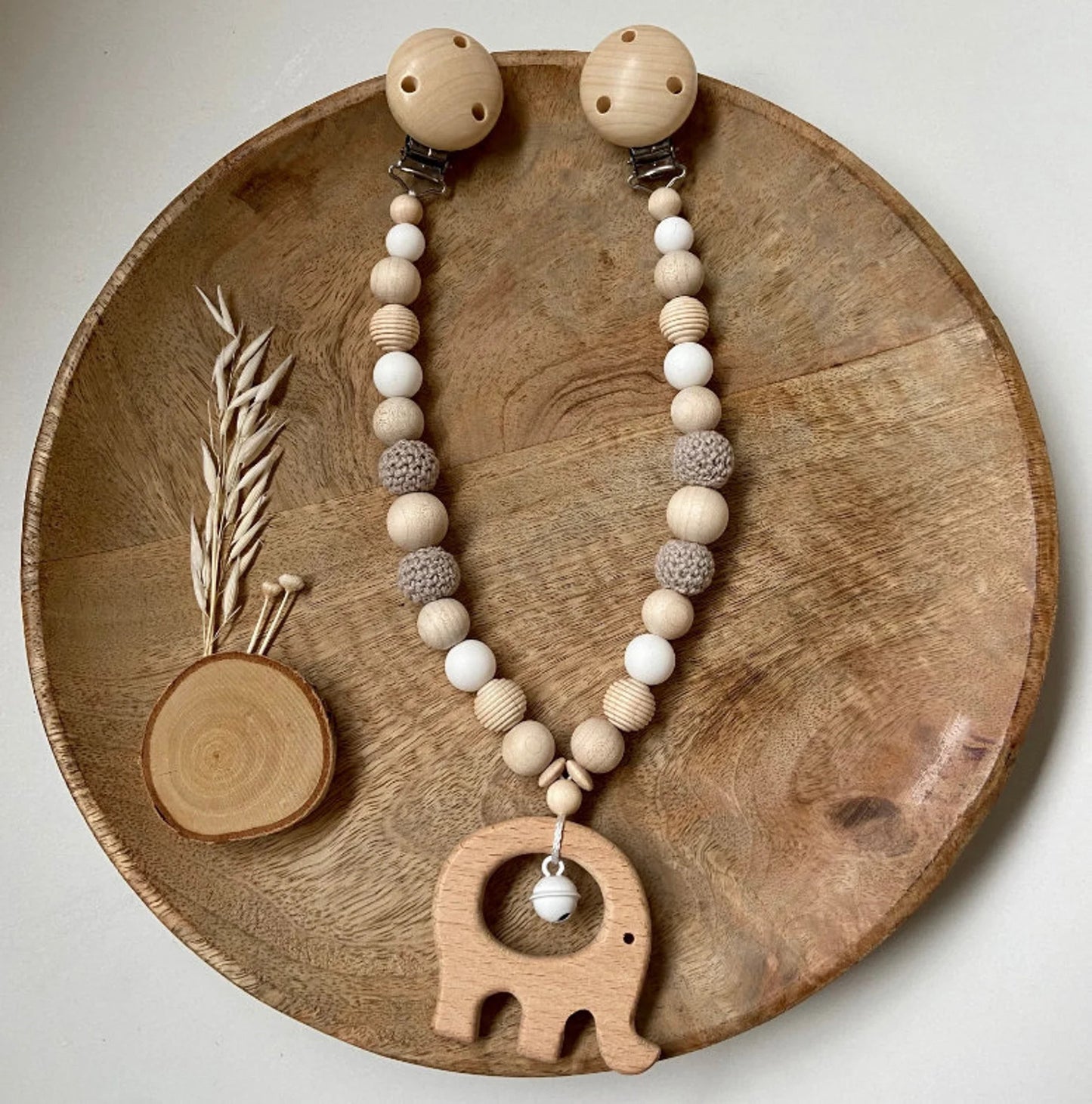 Kinderwagenkette mit Elefant und Glöckchen