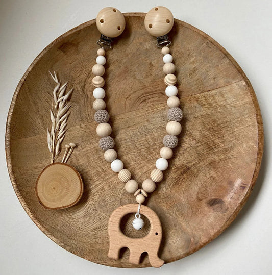 Kinderwagenkette mit Elefant und Glöckchen