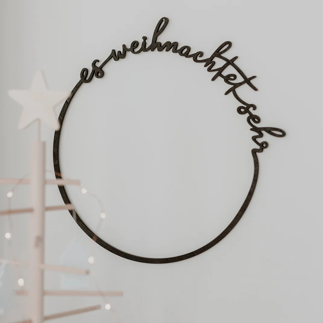 Eulenschnitt Holzkranz schwarz Es weihnachtet sehr