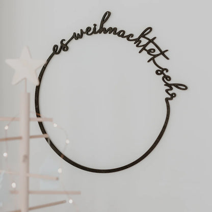 Eulenschnitt Holzkranz schwarz Es weihnachtet sehr