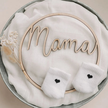 Eulenschnitt Babysocken Herz schwarz