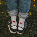 Eulenschnitt Kindersocken weiß Herz rot