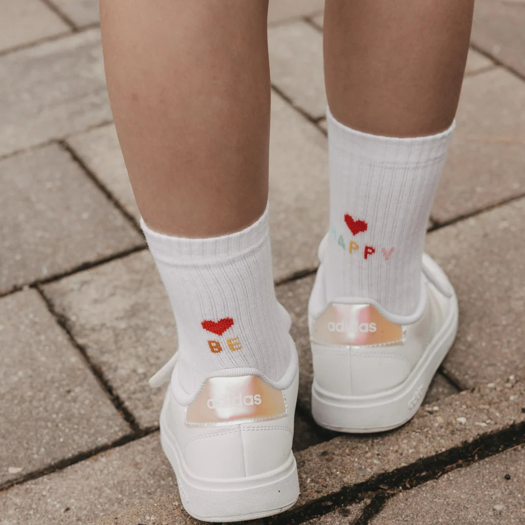 Eulenschnitt Kindersocken weiß Be Happy