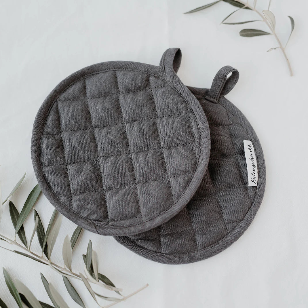 Eulenschnitt Topflappen Leinen anthrazit