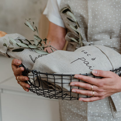 Eulenschnitt Brotbeutel aus Leinen